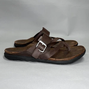 Merrell Around Town Sandals Women's Size 10 Brown Leather Toe Post Flip Flops - Picture 1 of 10