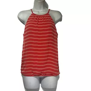 express Orange spaghetti strap striped cinched bottom Keyhole tank top Size S - Picture 1 of 6