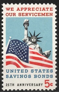 #1320 1966 5c US POSTAGE Statue of Liberty 25th Anniversary of US Savings Bonds - Picture 1 of 2