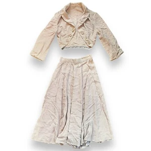Vtg 1950s Skirt Set 2pc Houndstooth Pattern Pink Gray Midi Skirt Bolero XS - Picture 1 of 6