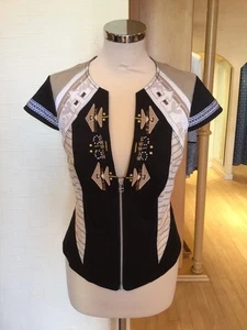 Leslie Monte Carlo Top Size 12 BNWT Black Cream Beige RRP £215 Now £65 - Picture 1 of 12