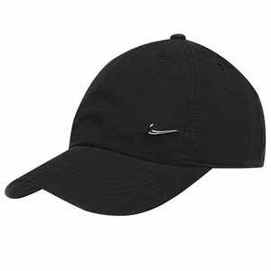 Nike Men Junior Metal Swoosh Cap Black Baseball Hat Nike Logo Adjustabl Running - Picture 1 of 3