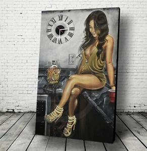 JEREMY WORST Crown Royal Canvas Painting Acrylic Artist pinup girl Man Cave - Picture 1 of 6