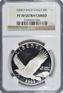 2008 P BALD EAGLE COMMEMORATIVE PROOF SILVER DOLLAR ~ NGC PF70! - Picture 1 of 2