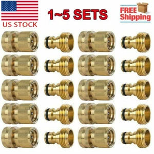 3/4" Garden Hose Quick Connect Water Hose Fit Brass Female Male Connector Set US - Picture 1 of 14
