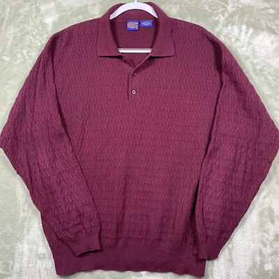 Pendleton Sweater Mens M Burgundy Henley Knit Style Pull Over Lightweight Cotton - Image 1 of 4