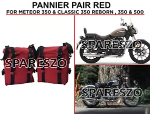 "PANNIER PAIR RED" Fit for Royal Enfield Meteor 350, Classic 350 Reborn, 350/500 - Picture 1 of 6