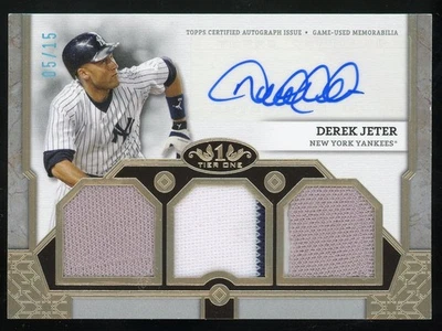 2024 Topps Tier One Derek Jeter Triple Relic Auto /15 #T1AR-DJ Patch - Image 1 of 2