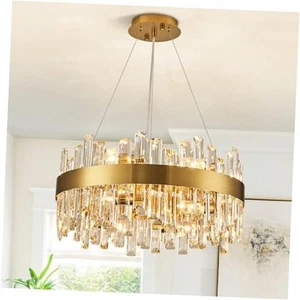 12-Light Modern Crystal Chandelier, Gold Crystal Dining Room Ceiling Light - Picture 1 of 7