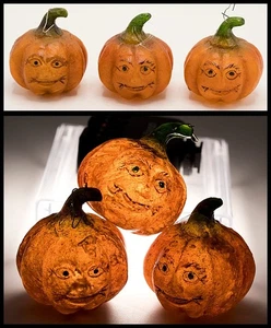 Lot 3 Vtg Joe Spencer Pumpkin Head Plastic String Light Covers Ornaments Signed - Imagen 1 de 20