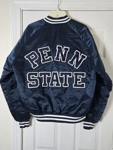 Bomber uomo vintage anni 80 linea gesso Penn State University raso grande - Foto 1 di 4