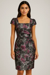ANTHEA CRAWFORD MULTICOLOURED CAPPED SLEEVES PENCIL DRESS SIZE 10 - Bild 1 von 9