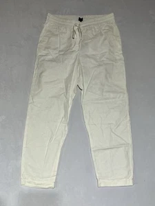 J Crew Linen Cotton Blend Drawstring Pant Womens 6 Ivory Straight Leg Pants - Picture 1 of 10