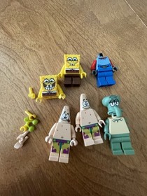 Lego SpongeBob Minifigure LOT SpongeBob Squidward modified head Patrick 3834