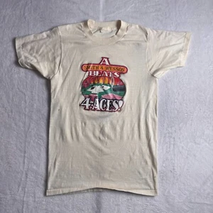 VTG 70s Smith & Wesson Beats 4 Aces T-Shirt Mens S Beige Graphic Short Sleeve * - Picture 1 of 8