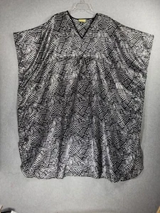 Bobbie Brooks Womens Sleepwear Kaftan Gown Black White Tie Waist One SIze - Picture 1 of 9