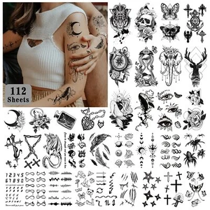 112 Blätter Temporäre Tattoos Set Klebetattoos Erwachsene Frauen Männer 3D Re... - Bild 1 von 6