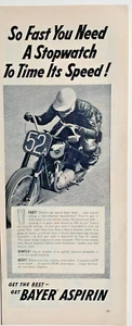 1954 Bayer Aspirin Print Ad Vintage BSA Motor Cycle Speed Record 14"x 5" - Bild 1 von 3