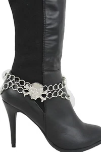 Mujer Bota Pulsera Plata Metal Cadena Esqueleto Ostentoso Tobillo Dije Calavera Pirata - Imagen 1 de 12