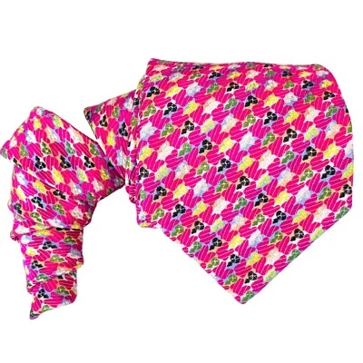 DORMEUIL Men’s Geometric Pink Silk Tie Designer Luxury Made in Italy - Image 1 of 4