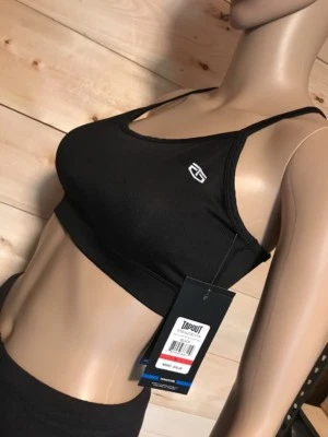 Tapout 女式运动文胸 XS 中小型黑色战士胸罩赛车全新带标签 30 美元。 — 第 1/4 张图片