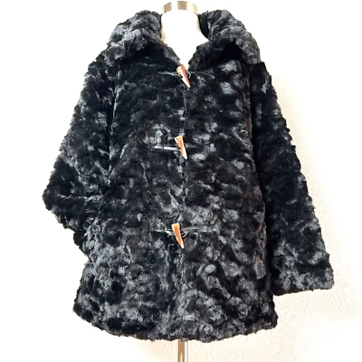 Chaqueta de peluche para mujer Abrigo negro imitación piel suave y acogedor satinado forrado talla L/XL NUEVO CON ETIQUETAS Foto 1 de 4