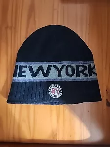 New York Beanie Cap Hat Stripe Gray Super Soft Inside One Size Fits Most - Picture 1 of 2