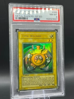 Yu-Gi-Oh! TIME WIZARD MRD-065 1st Ed PSA 9 MINT NA MISPRINT MAX FADED - Image 1 of 4