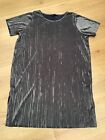 WOMENS METALLIC SILVER RIBBED SIDE SPLIT T SHIRT DRESS BY NEXT SIZE 12 EX CON