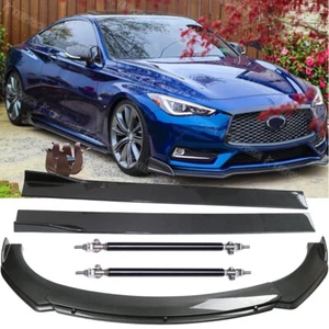 Divisor de labios frontal de fibra de carbono + faldas laterales y puntales para Infiniti Q60 - Imagen 1 de 18