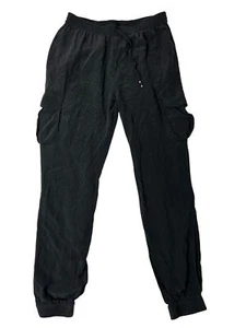 Pantaloni cargo Cynthia Rowley neri 100% seta con coulisse da donna taglia US 4 - Foto 1 di 9