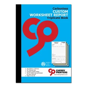 *PERSONALIZADO* Hoja de Trabajo Informe NCR Libro Triplicado A4 (210 mm x 297 mm) 2 PAQUETE - Imagen 1 de 3