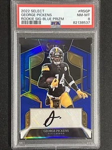2022 Panini Select George Pickens Blue Prizm Rookie Auto /75 PSA Steelers - Picture 1 of 2