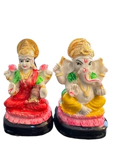 Estatuas de Laxmi Ganesha Ganesh Dios hindú Diwali Pooja Weath - Imagen 1 de 2