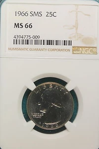 1966  NGC SMS MS 66 WASHINGTON QUARTER!!!!! #A6586 - Picture 1 of 2