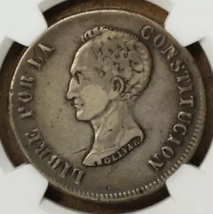 Bolivia Potosi 8 Soles Sols Reales 1851/0 PTS-FM NGC F-12 Key Overdate Silver - Picture 1 of 4