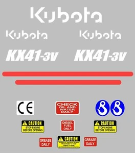 Decal Sticker set. KUBOTA KX41-3V Mini Digger Pelle Bagger Excavato - Picture 1 of 1
