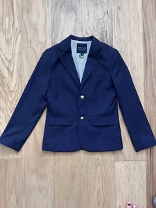 Janie and Jack Boys Classic Navy Blue Wool Blazer Size 12 Gold Button - Picture 1 of 6