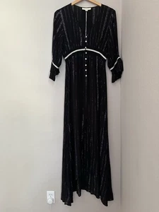 LoveStitch Dress Empire Waist Bohemian Button Front A-Line Maxi, M. Goth, witchy - Picture 1 of 13