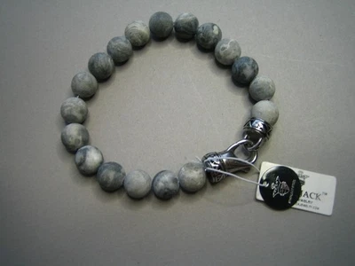 PULSERA BLACKJACK HOMBRE ACERO INOXIDABLE JASPE BRECHADO CUENTAS Foto 1 de 4