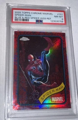 Spider-Man Blue & Red Spider Web  /62 PSA 8 2025 Topps Chrome Marvel - Image 1 of 4