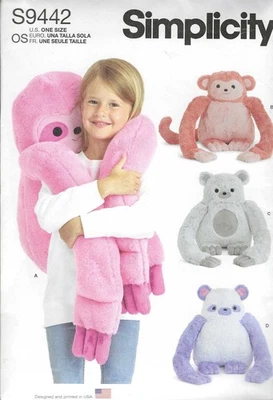 Simplicity S9442 Sewing Pattern ~ Huggable 20" Sloth Monkey Polar Bear Panda - Image 1 of 2