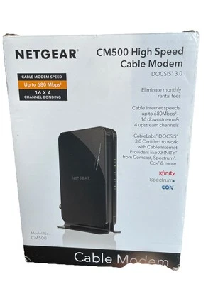 NETGEAR CM500 (CM500100NAS) High Speed Cable Modem, 680 Mbps, DOCSIS 3.0 - Image 1 of 4