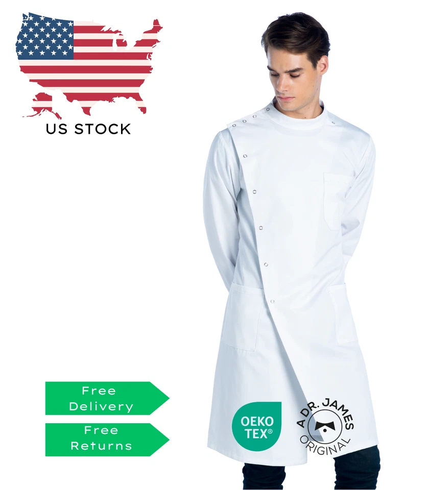 New Howie Dr. James Polycotton Lab Coat Medical Workwear Doctor Scientist Jacket - Image 1 of 4