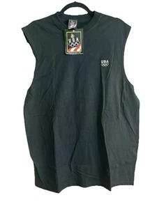 Vintage USA Olympics Mens Med Black Muscle Shirt JC Penney Made In USA 1980s - Picture 1 of 1