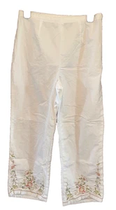 Preppy weiß Blumen bestickt kurze Hose Größe 10 Baumwolle Elasthan Landhaus Kern - Bild 1 von 7