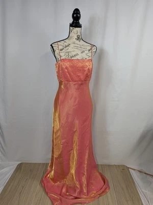 Maxi Vestido Babydoll De Colección Y2K Rosa Hada Iridiscente Cuentas Sin Mangas Con Cordones Baile de graduación A141 Foto 1 de 4