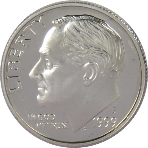 1999 S Roosevelt Dime Choice Proof 90% Silver 10c US Coin Collectible Cover