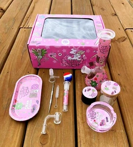 Big Complete Set Gift Smoking Set 11-Piece Set Grinder Ash Tray Glass Water Pipe - Picture 1 of 4