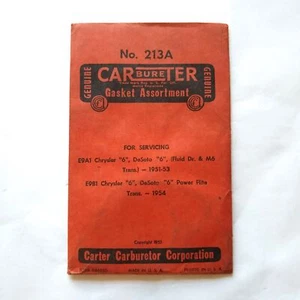 No. Junta de carburador Carter 213A surtido 51-54 Chrysler "6" 51-54 DeSoto "6" - Imagen 1 de 3